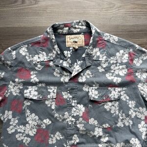 Western Aloha Mens Shirt XXL Pearl Snap Hawaiian Floral Made in Texas USA